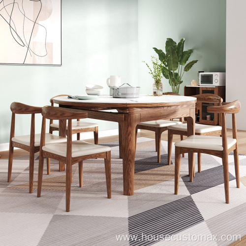 Wooden Foldable Round Shape Table Extendable Dining Table